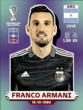 Franco Armani Argentina samolepka Panini World Cup 2022 Silver version #ARG04