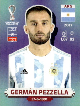 German Pezzella Argentina samolepka Panini World Cup 2022 Silver version #ARG08