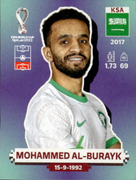KSA7 Mohammed Al-Burayk Saudi Arabia samolepka Panini World Cup 2022 Silver version #KSA07