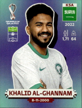 KSA20 Khalid Al-Ghannam Saudi Arabia samolepka Panini World Cup 2022 Silver version #KSA20