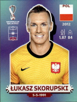 Lukasz Skorupski Poland samolepka Panini World Cup 2022 Silver version #POL04