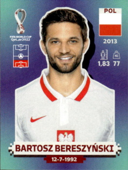 Bartosz Bereszynski Poland samolepka Panini World Cup 2022 Silver version #POL06