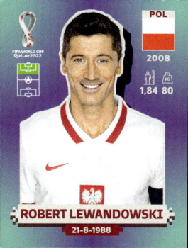 Robert Lewandowski Poland samolepka Panini World Cup 2022 Silver version #POL17