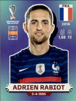 Adrien Rabiot France samolepka Panini World Cup 2022 Silver version #FRA13