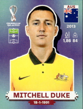Mitchell Duke Australia samolepka Panini World Cup 2022 Silver version #AUS17