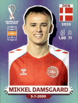 Mikkel Damsgaard Denmark samolepka Panini World Cup 2022 Silver version #DEN10