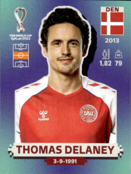 Thomas Delaney Denmark samolepka Panini World Cup 2022 Silver version #DEN11