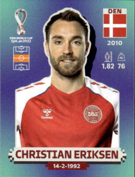 Christian Eriksen Denmark samolepka Panini World Cup 2022 Silver version #DEN12
