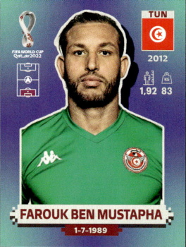 Farouk Ben Mustapha Tunisia samolepka Panini World Cup 2022 Silver version #TUN04