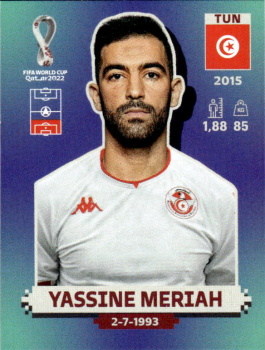 Yassine Meriah Tunisia samolepka Panini World Cup 2022 Silver version #TUN10