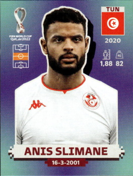 Anis Slimane Tunisia samolepka Panini World Cup 2022 Silver version #TUN17