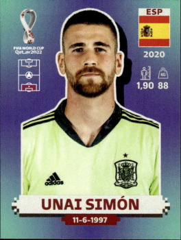 Unai Simon Spain samolepka Panini World Cup 2022 Silver version #ESP03