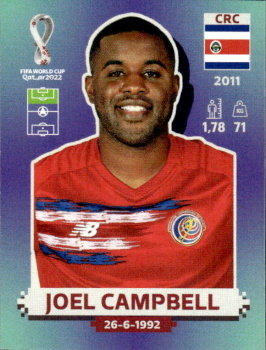 Joel Campbell Costa Rica samolepka Panini World Cup 2022 Silver version #CRC17