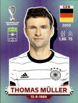 Thomas Muller Germany samolepka Panini World Cup 2022 Silver version #GER17