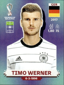 Timo Werner Germany samolepka Panini World Cup 2022 Silver version #GER20
