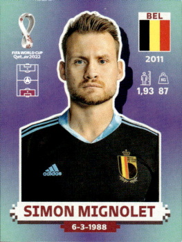 Simon Mignolet Belgium samolepka Panini World Cup 2022 Silver version #BEL04