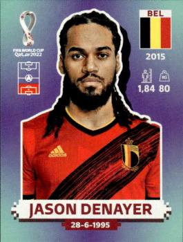 Jason Denayer Belgium samolepka Panini World Cup 2022 Silver version #BEL07