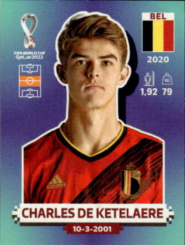 Charles De Ketelaere Belgium samolepka Panini World Cup 2022 Silver version #BEL12