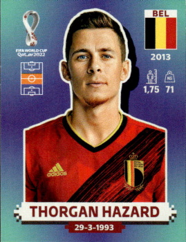 Thorgan Hazard Belgium samolepka Panini World Cup 2022 Silver version #BEL13