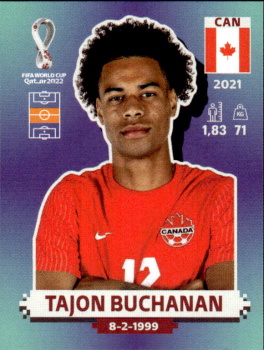 Tajon Buchanan Canada samolepka Panini World Cup 2022 Silver version #CAN11