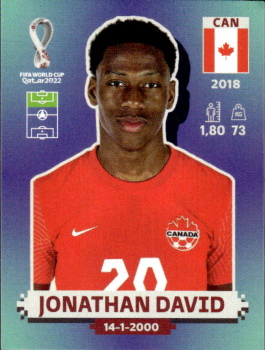 Jonathan David Canada samolepka Panini World Cup 2022 Silver version #CAN18