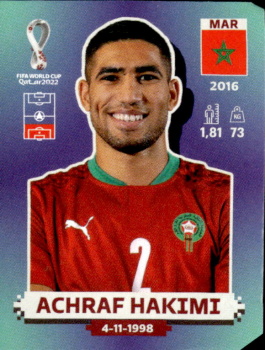 Achraf Hakimi Morocco samolepka Panini World Cup 2022 Silver version #MAR06