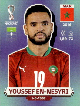 Youssef En-Nesyri Morocco samolepka Panini World Cup 2022 Silver version #MAR17