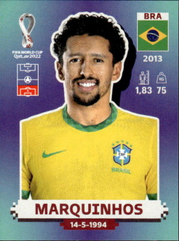Marquinhos Brazil samolepka Panini World Cup 2022 Silver version #BRA08