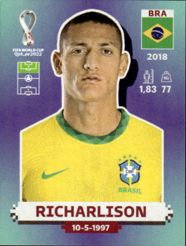 Richarlison Brazil samolepka Panini World Cup 2022 Silver version #BRA19