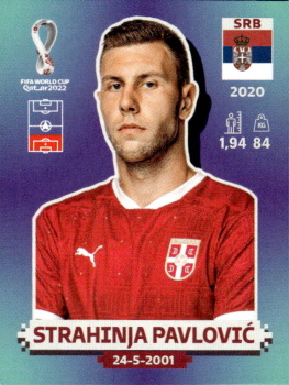 Strahinja Pavlovic Serbia samolepka Panini World Cup 2022 Silver version #SRB06