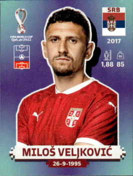 Milos Veljkovic Serbia samolepka Panini World Cup 2022 Silver version #SRB07