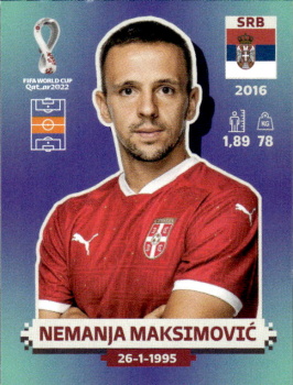 Nemanja Maksimovic Serbia samolepka Panini World Cup 2022 Silver version #SRB13