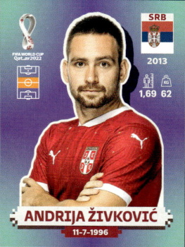 Andrija Zivkovic Serbia samolepka Panini World Cup 2022 Silver version #SRB16