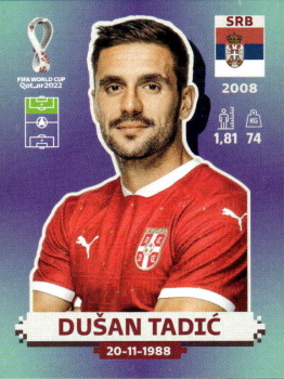 Dusan Tadic Serbia samolepka Panini World Cup 2022 Silver version #SRB19