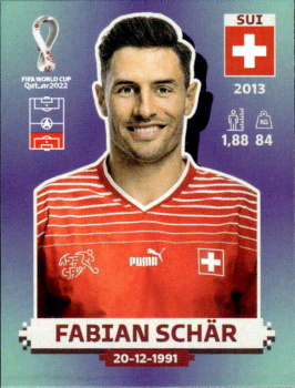 Fabian Schar Switzerland samolepka Panini World Cup 2022 Silver version #SUI09