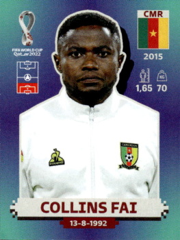 Collins Fai Cameroon samolepka Panini World Cup 2022 Silver version #CMR06