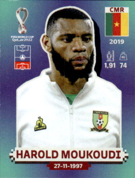 Harold Moukoudi Cameroon samolepka Panini World Cup 2022 Silver version #CMR08