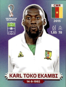 Karl Toko Ekambi Cameroon samolepka Panini World Cup 2022 Silver version #CMR20