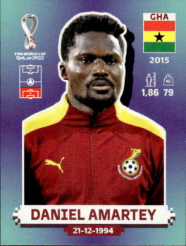Daniel Amartey Ghana samolepka Panini World Cup 2022 Silver version #GHA05