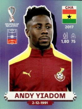 Andy Yiadom Ghana samolepka Panini World Cup 2022 Silver version #GHA10