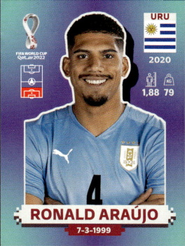 Ronald Araujo Uruguay samolepka Panini World Cup 2022 Silver version #URU05