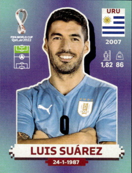 Luis Suarez Uruguay samolepka Panini World Cup 2022 Silver version #URU20