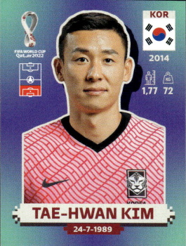 Tae-hwan Kim South Korea samolepka Panini World Cup 2022 Silver version #KOR06