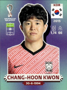 Chang-hoon Kwon South Korea samolepka Panini World Cup 2022 Silver version #KOR18
