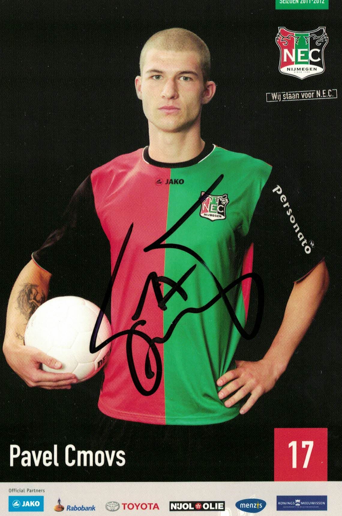 Pavel Čmovš NEC Nijmegen 2011/12 Podpisova karta autogram