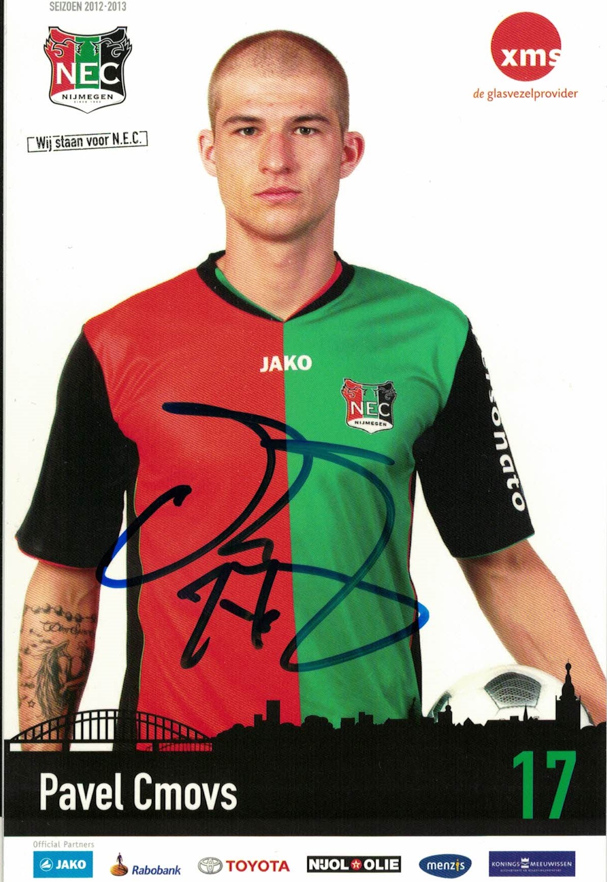 Pavel Čmovš NEC Nijmegen 2012/13 Podpisova karta autogram