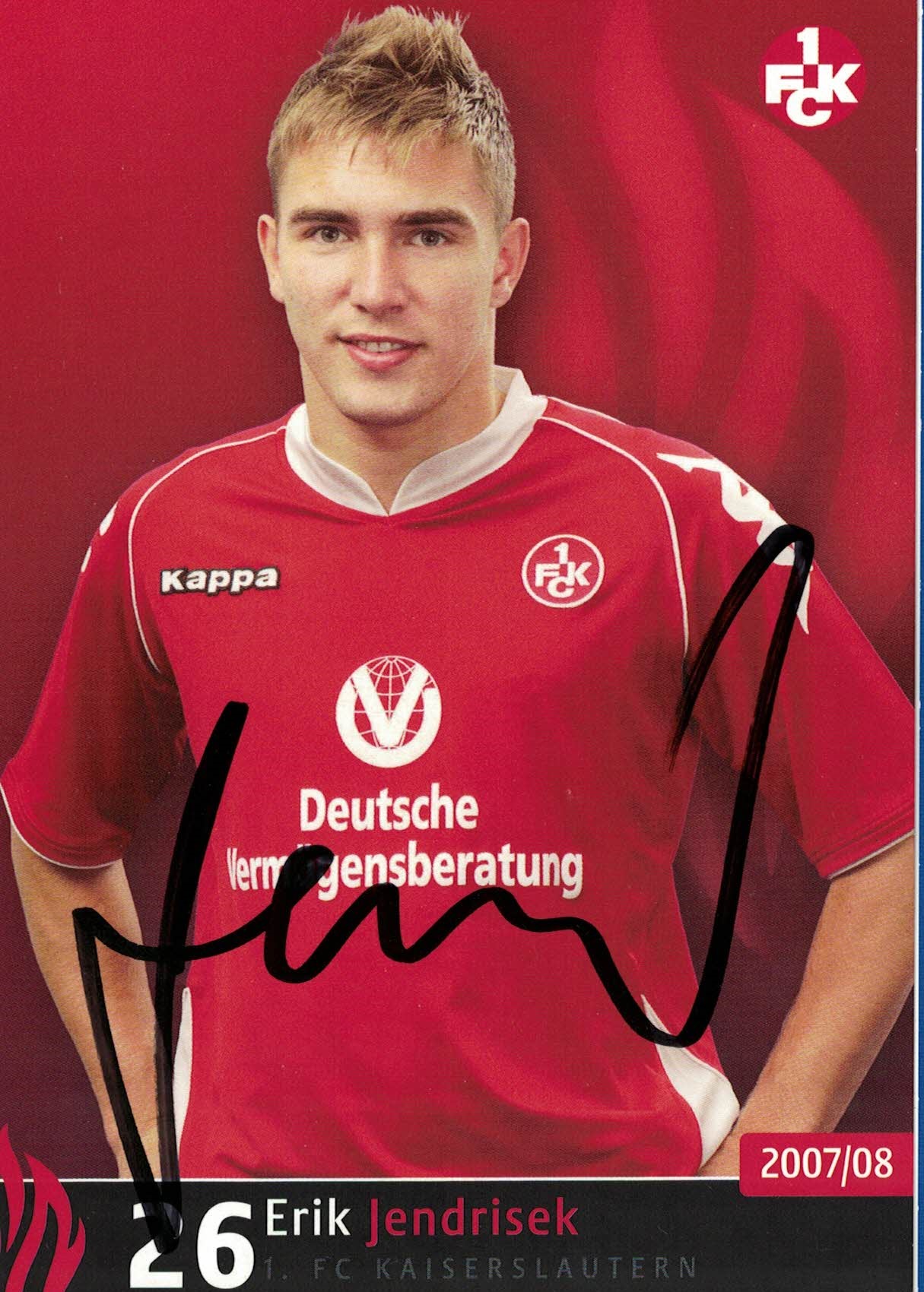 Erik Jendrisek 1. FC Kaiserslautern 2007/08 Podpisova karta autogram