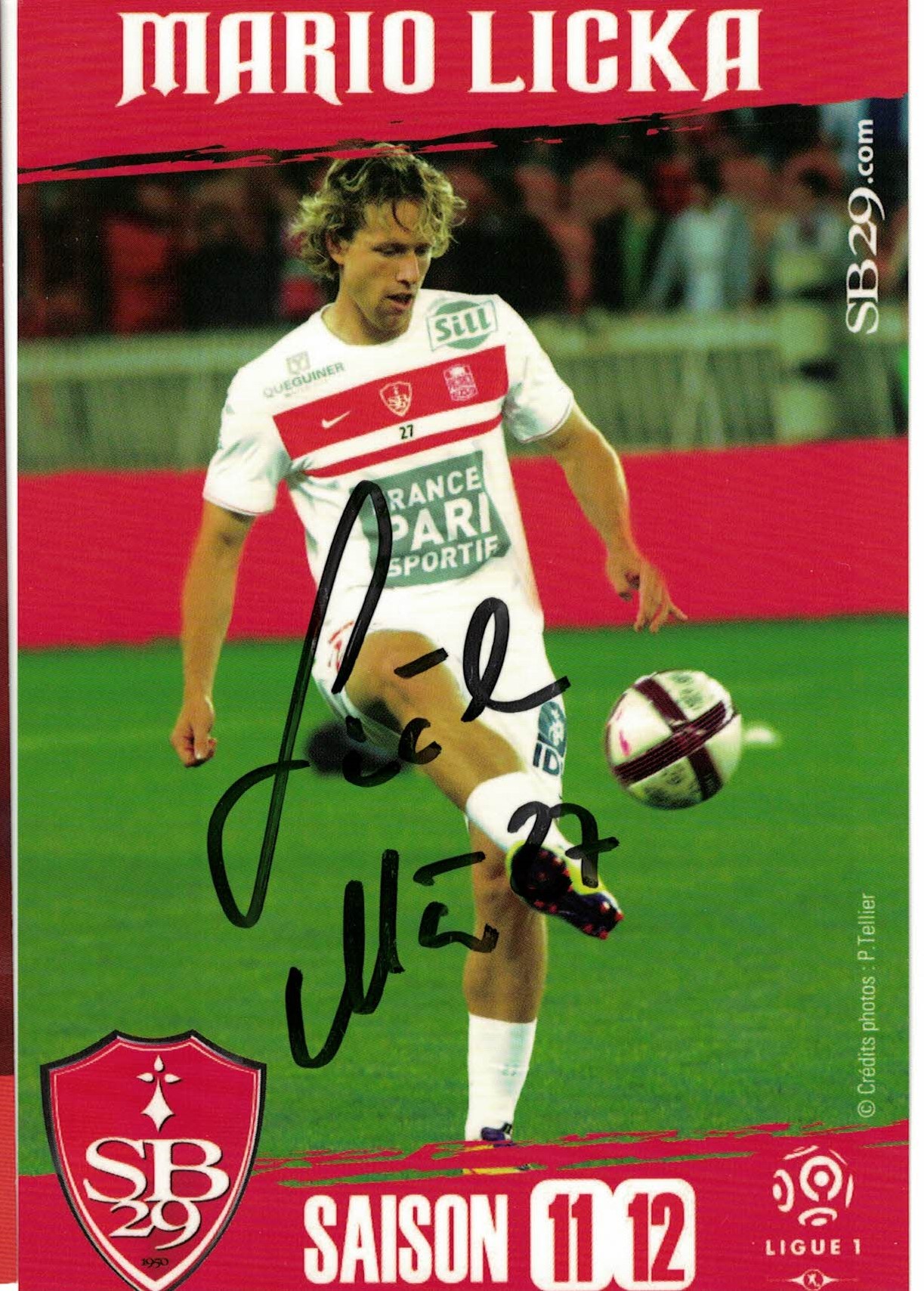 Mario Licka Stade Brestois 29 2011/12 Podpisova karta autogram