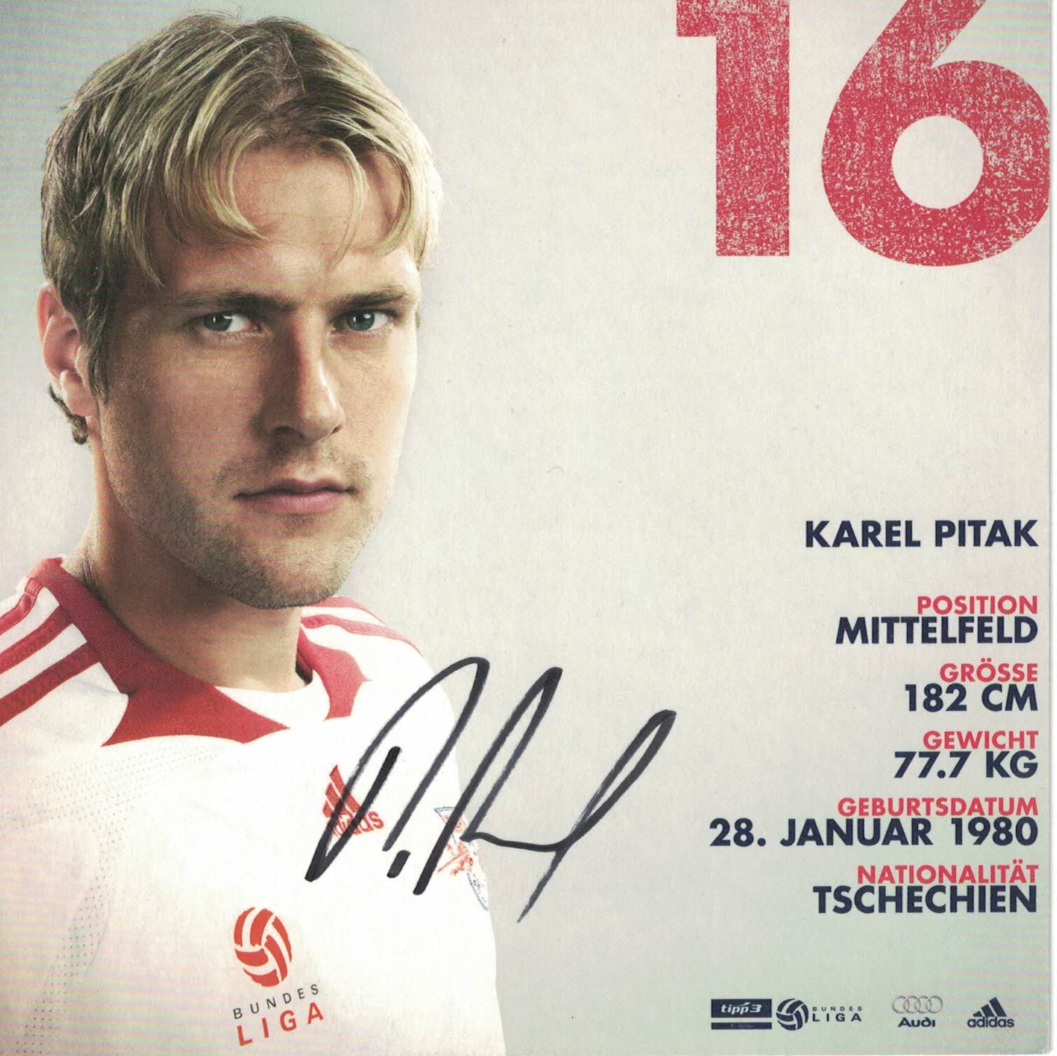 Karel Pitak Red Bull Salzburg 2009/10 Podpisova karta autogram