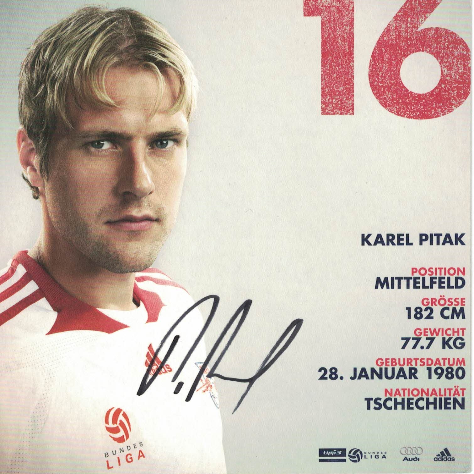 Karel Pitak Red Bull Salzburg 2009/10 Podpisova karta autogram